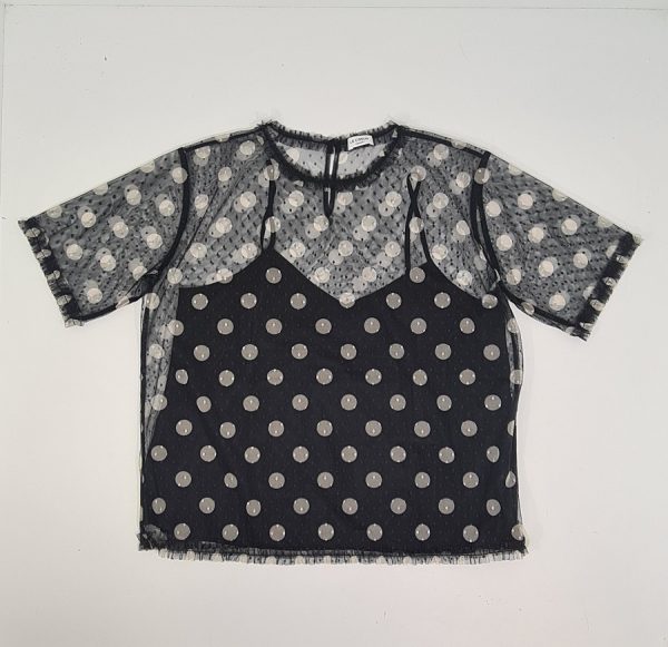 Blusa donna in tulle a pois nera Twinset 2